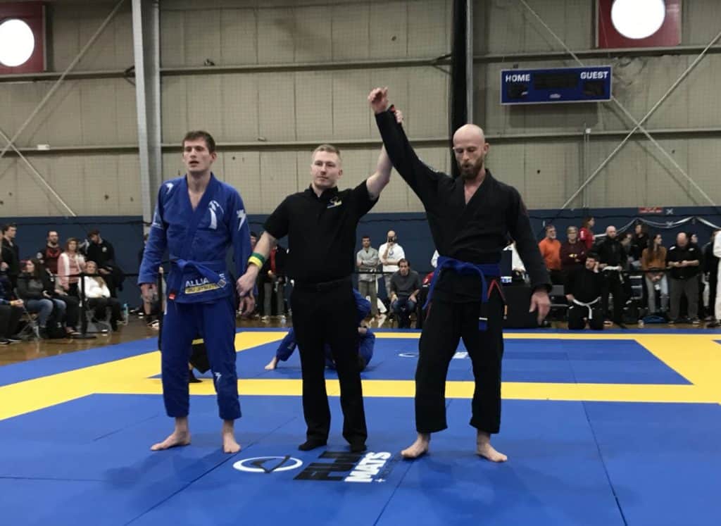 CTA Madison athlete and Wrestling Coach Chaney Perkins winning the finals match of his division. Chaney took gold in both his gi and no gi divisions. 